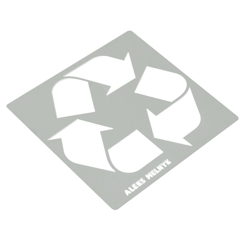 Aleks Melnyk No.66 Recycle Logo 4 x 4 inch, Metal Stencil, Trash Bin Stencil Multiple Uses, Stainless Steel Template for Painting, Pyrography, Wood Burning, Small Recycling Symbol, 1 PCS - Image 2